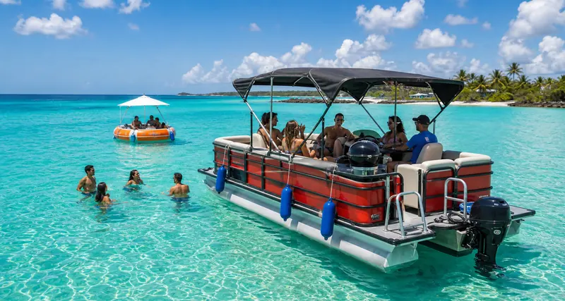 BBQ Boat en Guadeloupe sur un lagon turquoise